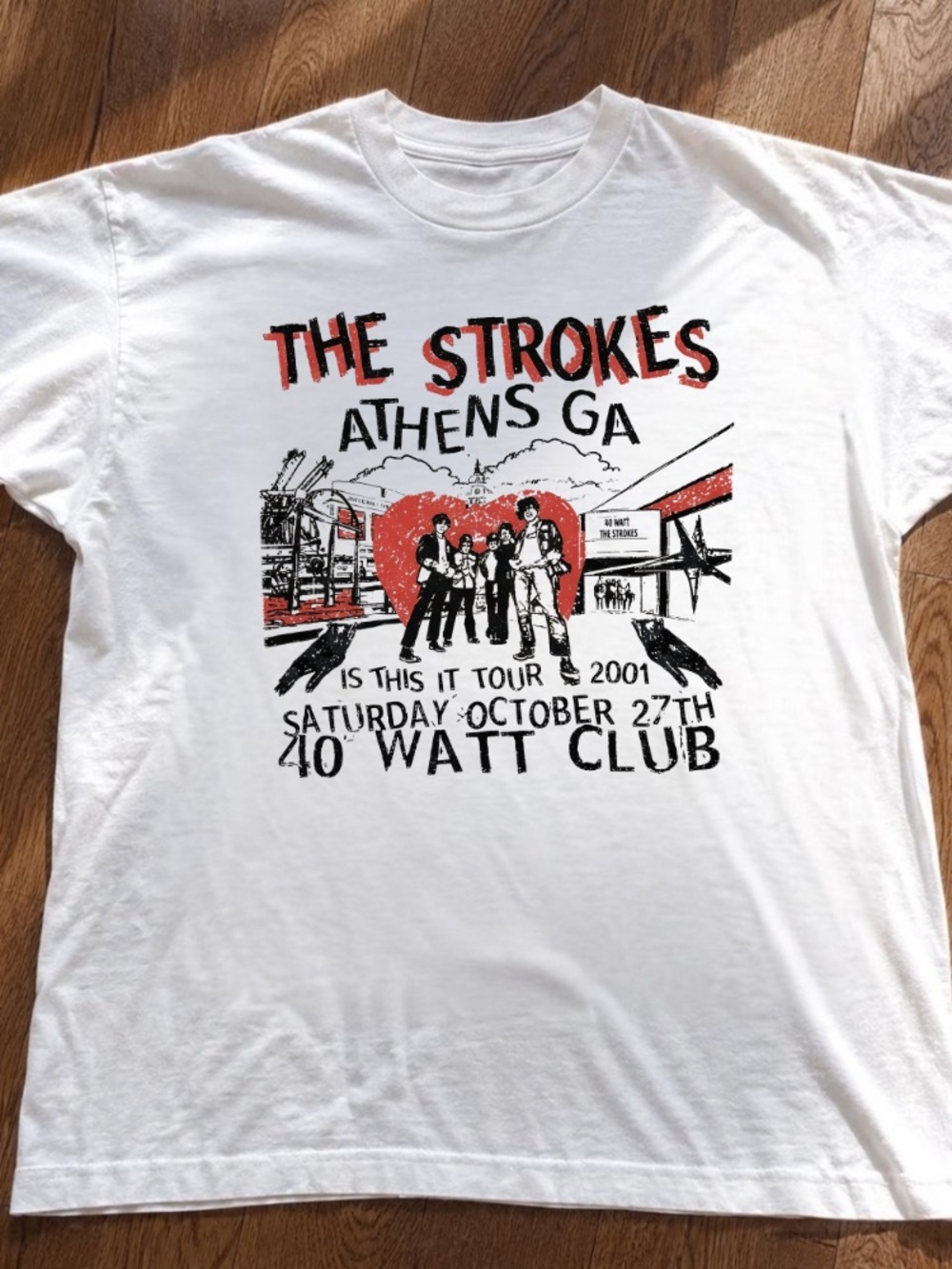 The Strokes Athens GA White Graphic Band T-Shirt